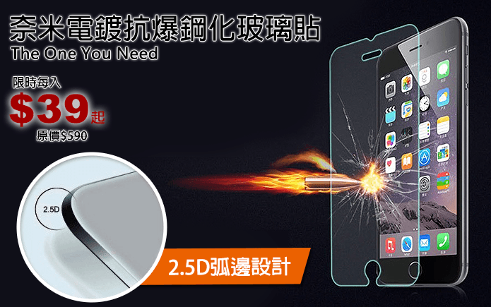 奈米電鍍抗爆鋼化玻璃貼